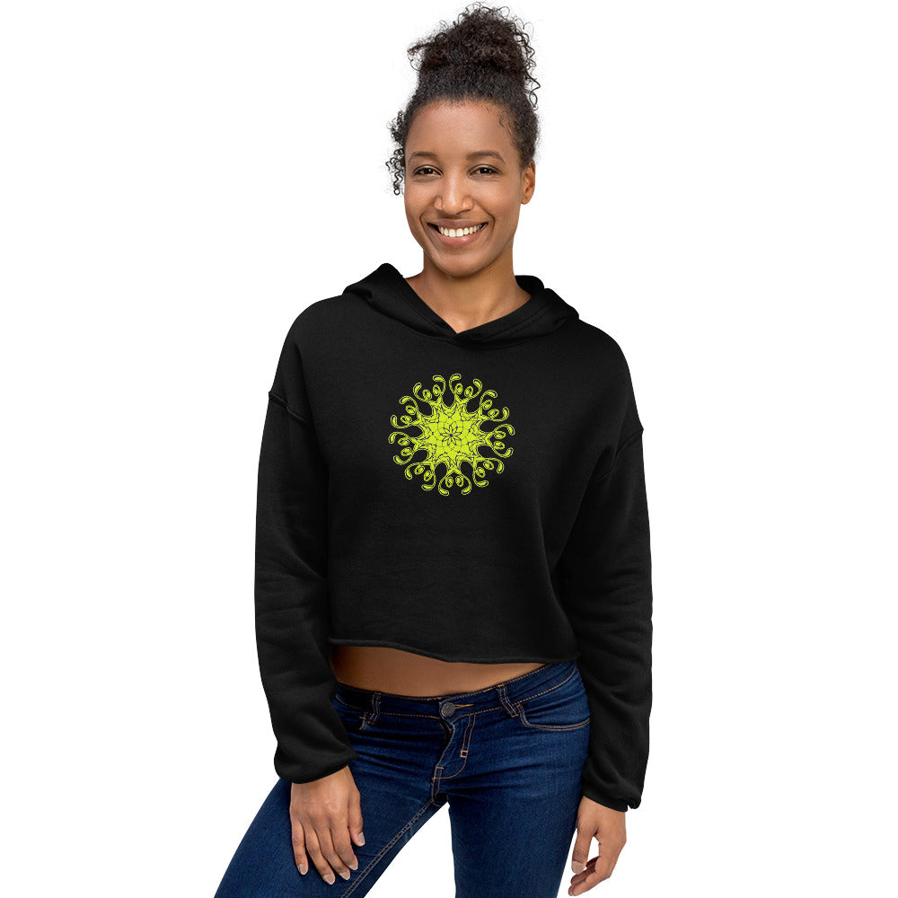 Moletom Cropped (Bella + Canvas®): Mandala Green (com capuz) (feminino)